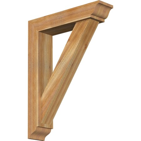Ekena Millwork Traditional Traditional Rough Sawn Bracket w/ Offset Brace, Western Red Cedar, 6"W x 26"D x 34"H BKT0604X26X34TRA01RWR